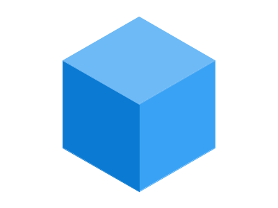 Blue isometric cube rendered from the code